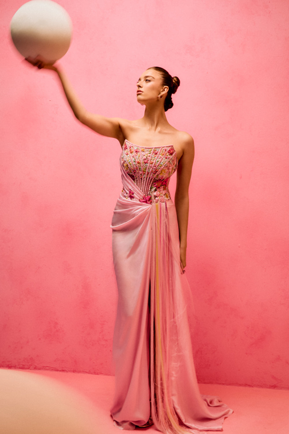 corset draped dress Pink Sorbet Corset Draped Gown XS