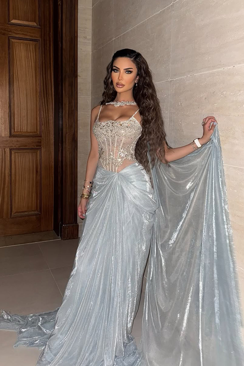 Faryal Makhdoom in Stardust Corseted Drape Set