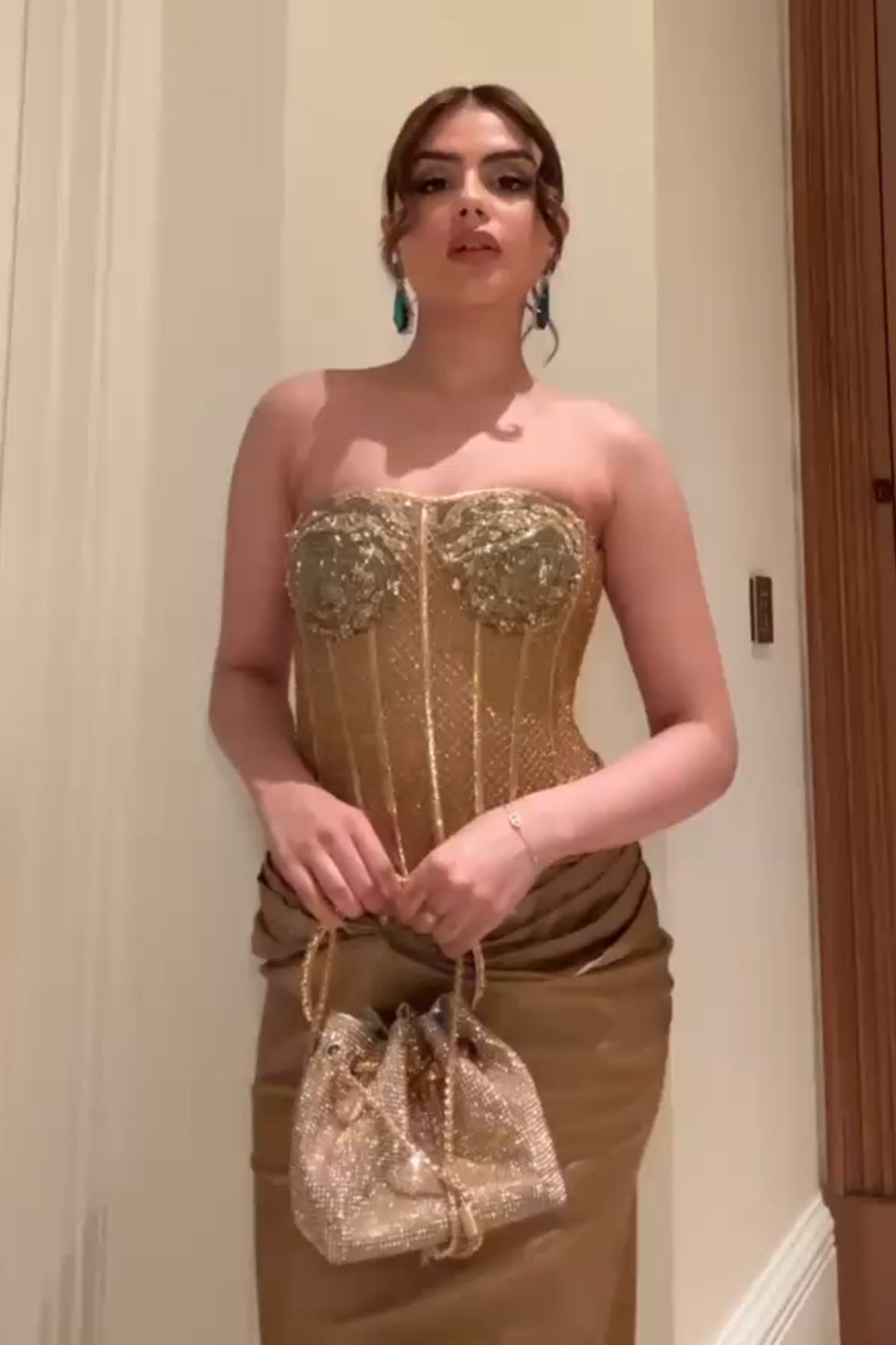 Muskan Chanana in Gilded Gold Gown