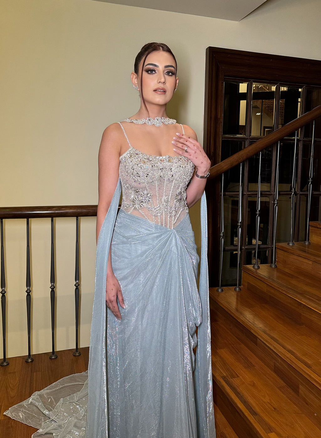 Rubal Abhinav Kakkar in Stardust Corseted Drape Set