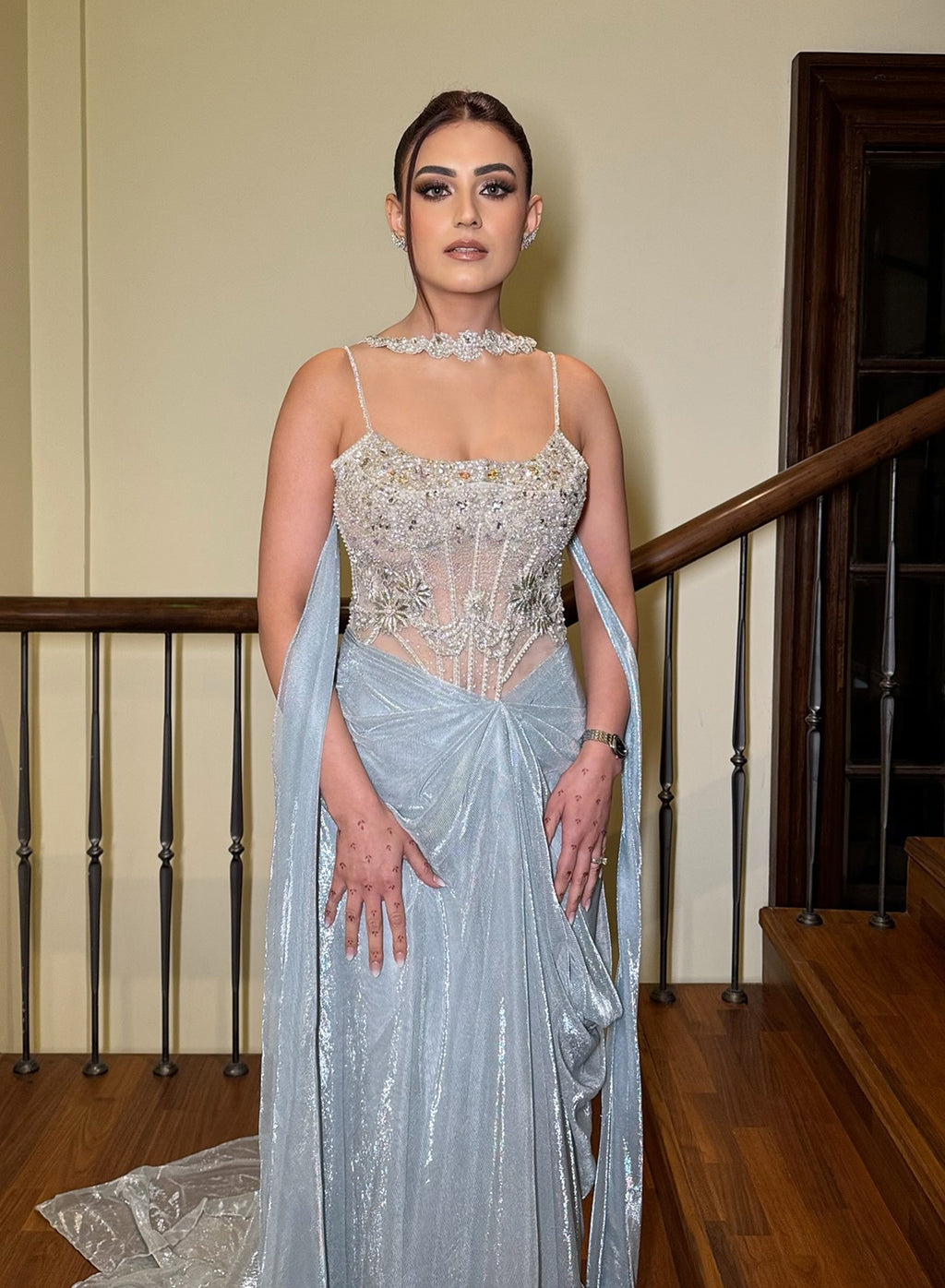 Rubal Abhinav Kakkar in Stardust Corseted Drape Set
