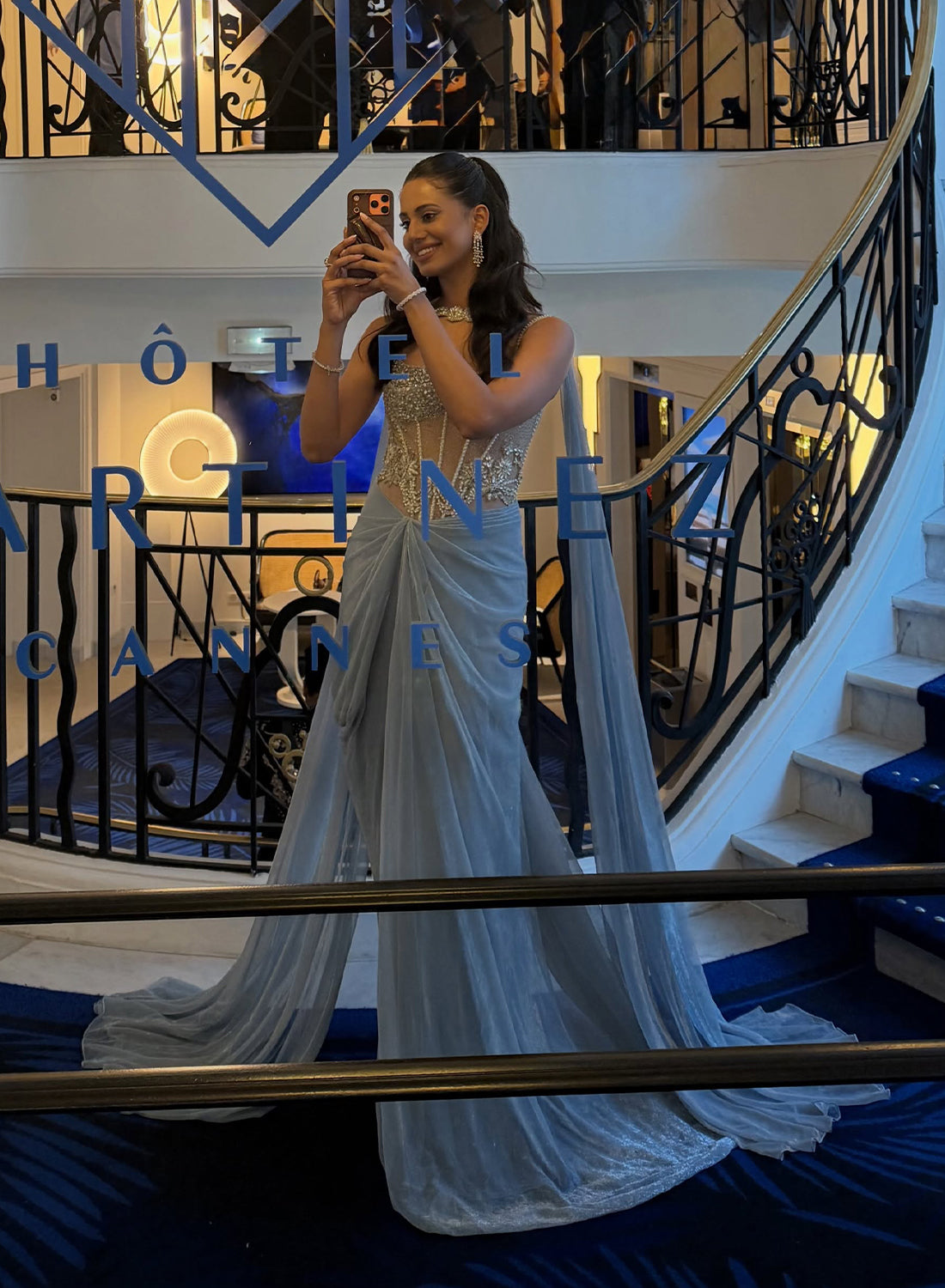 Roma Shan Baig in Stardust Corseted Drape Set