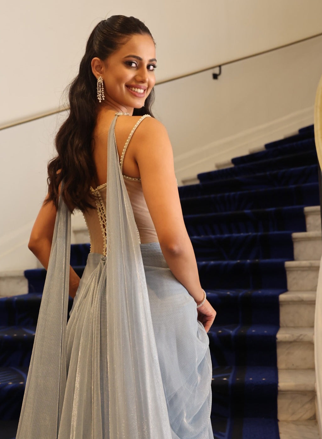 Roma Shan Baig in Stardust Corseted Drape Set
