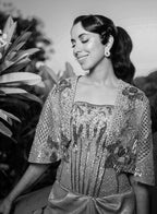 Priya Shrma in Icicle Corset Dress and Cropped Jacket