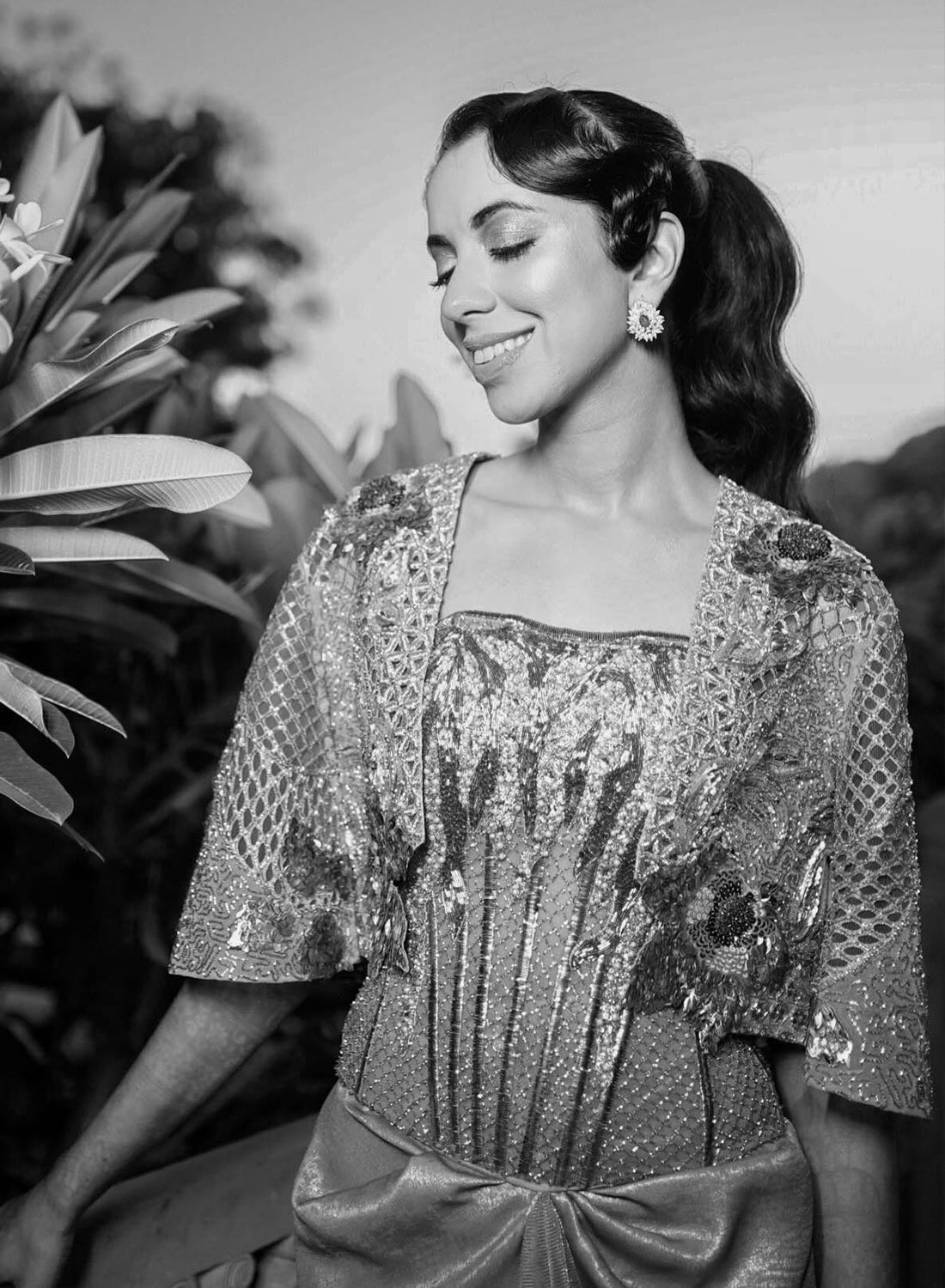 Priya Shrma in Icicle Corset Dress and Cropped Jacket