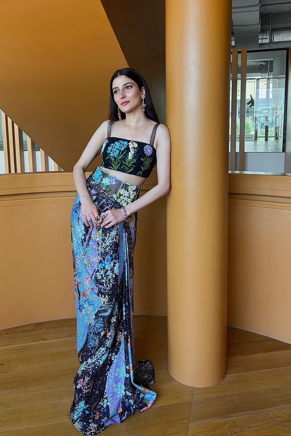 Alishay Adnan in Cher look-corseted Belt Drape Set