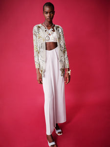 Silver Soiree Jacket with pre-draped pants with camisole