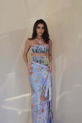 Shams Bassam Al Malla in Cher look-corseted Belt Drape Set