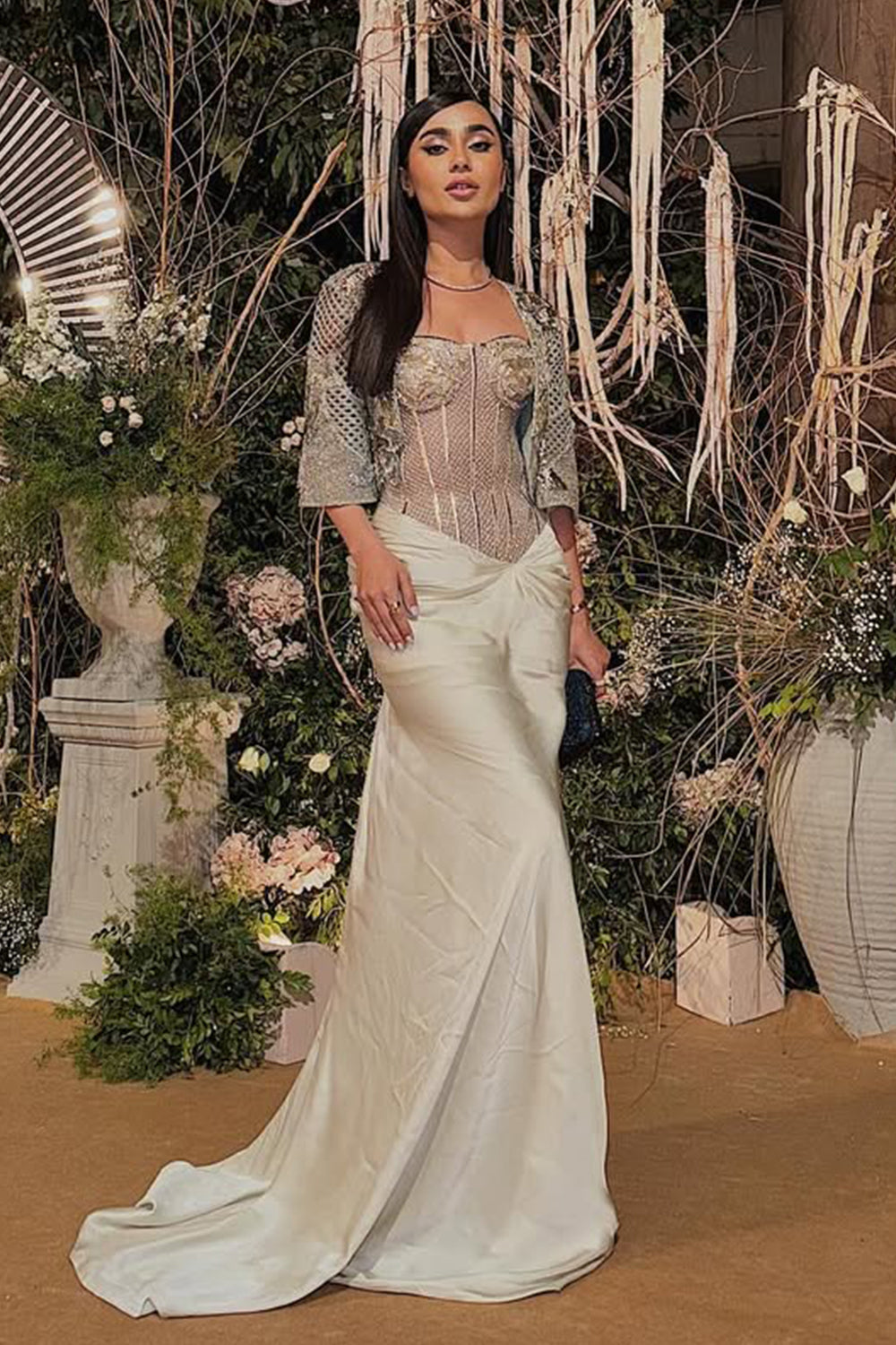 Sona Memon in Icicle Corset Dress and Cropped Jacket