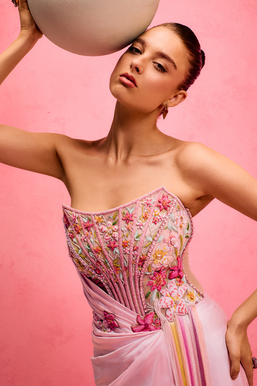 Pink Sorbet Corset Draped Gown Taali Pink Sorbet Corset Draped Gown Taali