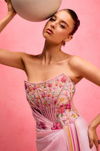 Pink Sorbet Corset Draped Gown
