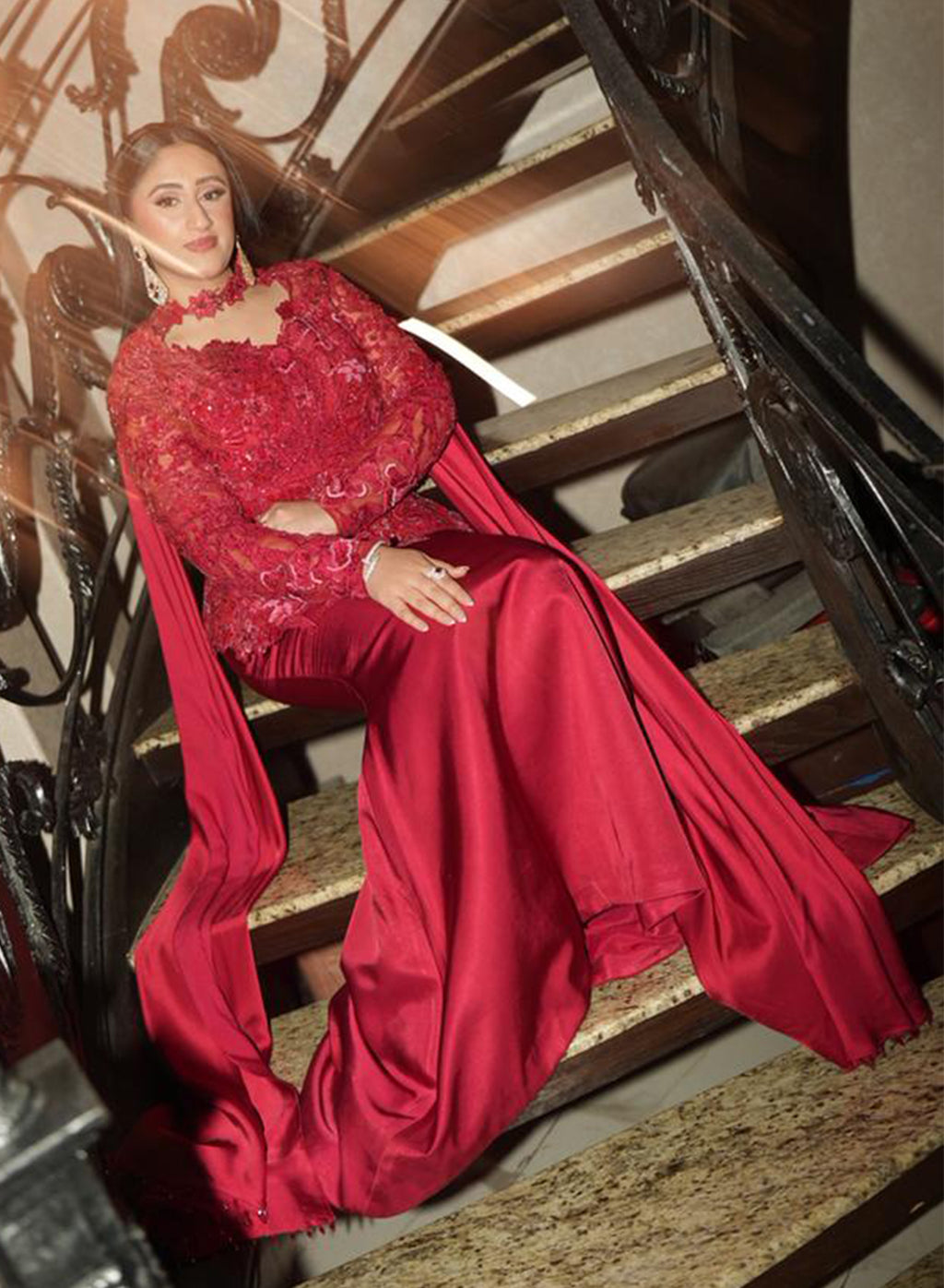 Tehreem Imran in Custom Red Enchanted Garden