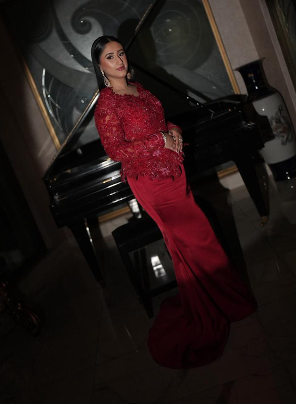 Tehreem Imran in Custom Red Enchanted Garden