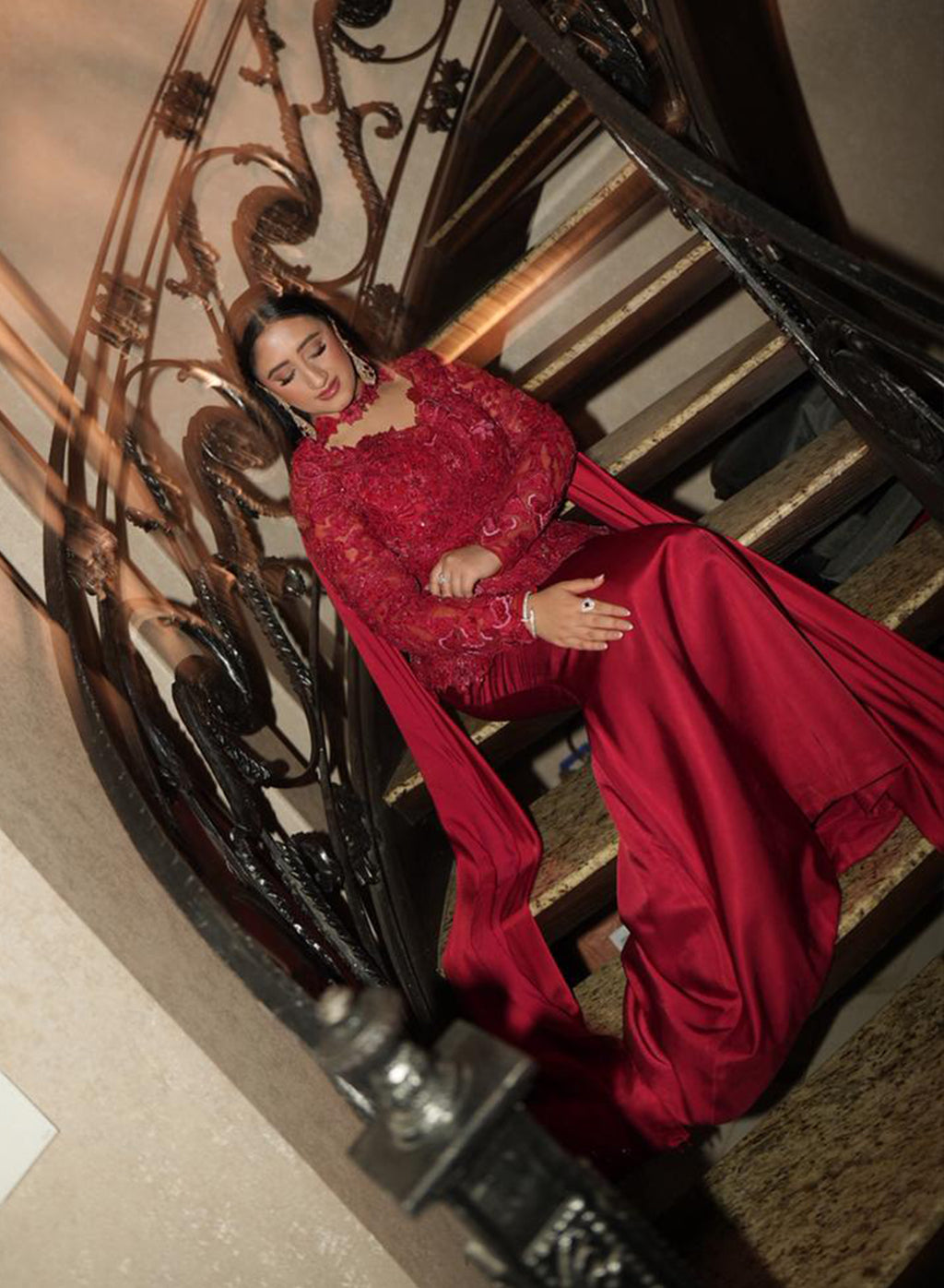Tehreem Imran in Custom Red Enchanted Garden
