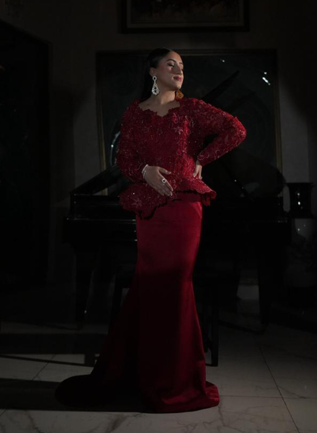 Tehreem Imran in Custom Red Enchanted Garden