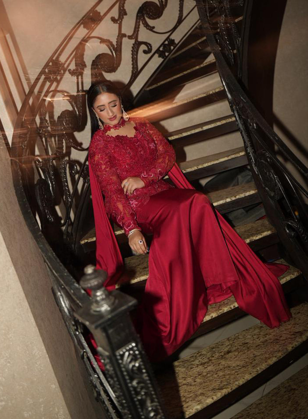 Tehreem Imran in Custom Red Enchanted Garden