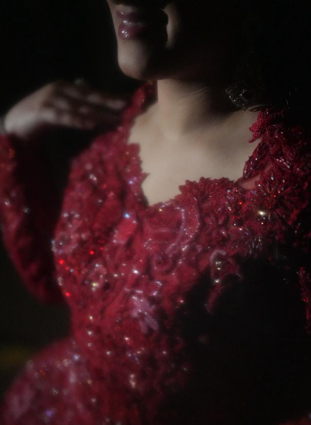 Tehreem Imran in Custom Red Enchanted Garden
