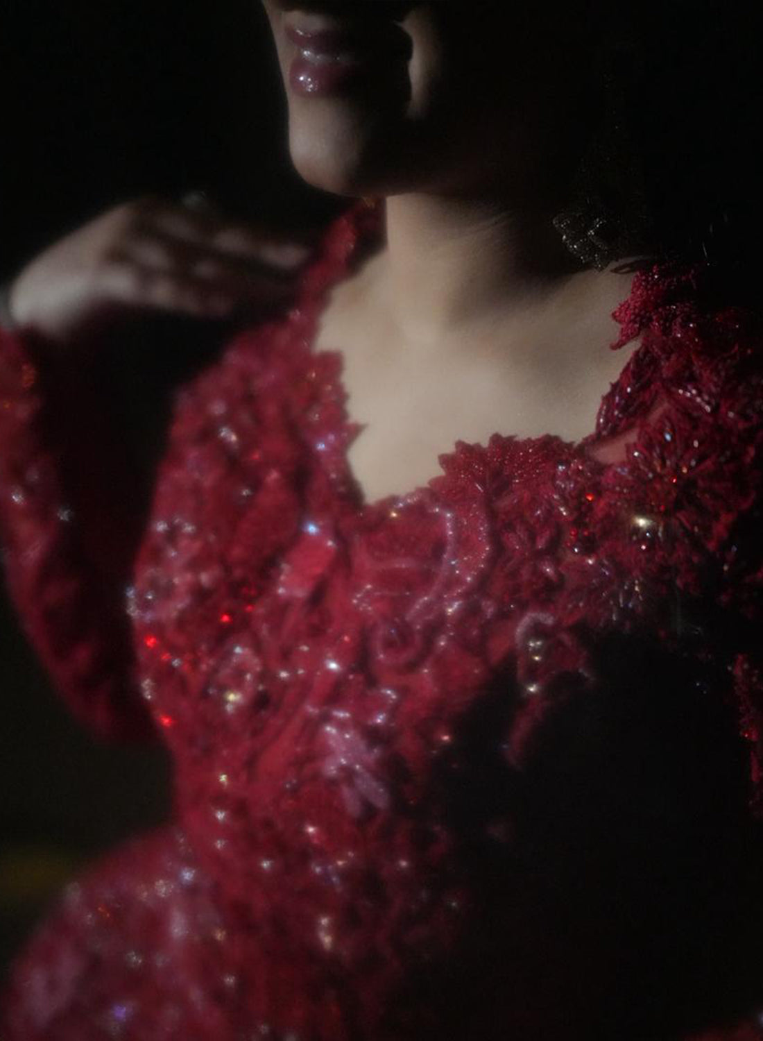 Tehreem Imran in Custom Red Enchanted Garden