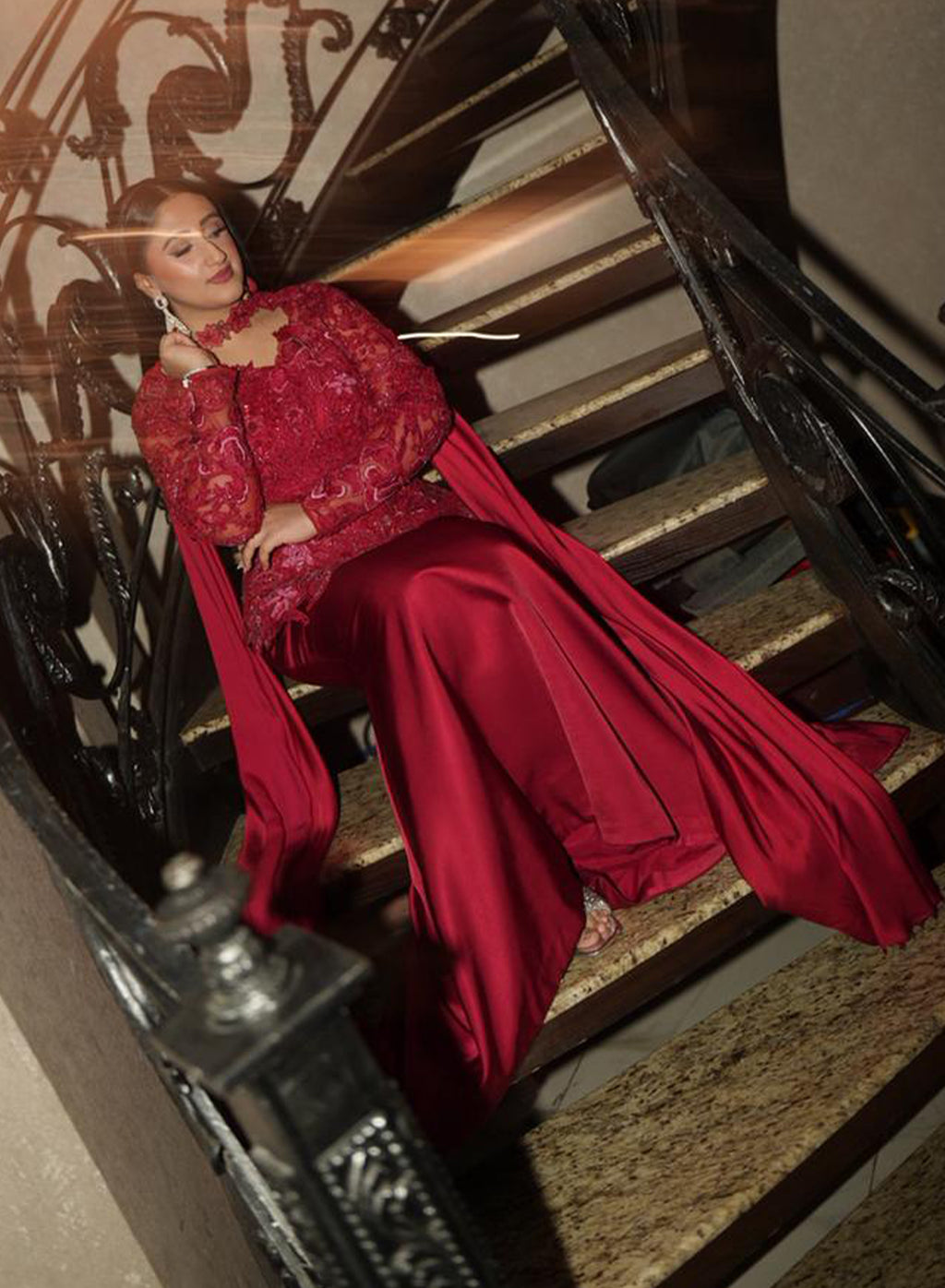Tehreem Imran in Custom Red Enchanted Garden