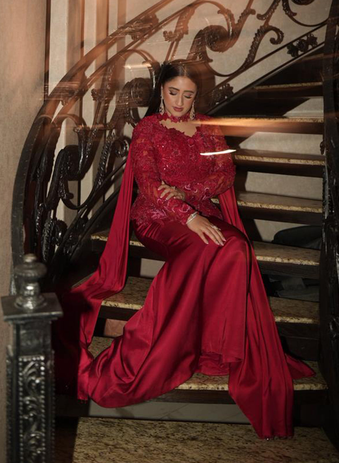 Tehreem Imran in Custom Red Enchanted Garden