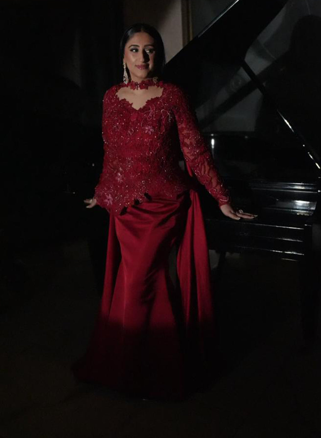 Tehreem Imran in Custom Red Enchanted Garden
