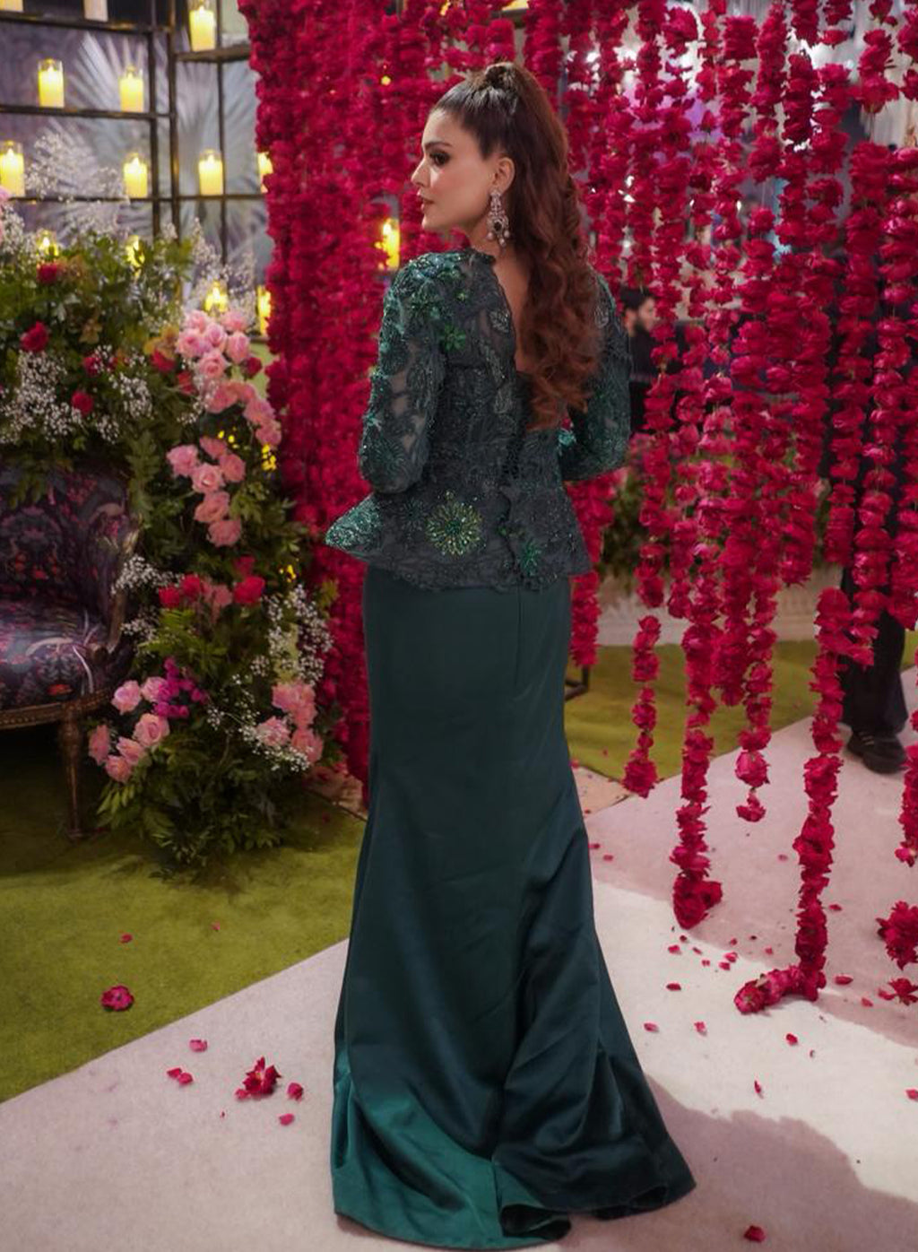 Hina Malik in Custom Emerald Green Enchanted Garden