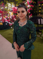 Hina Malik in Custom Emerald Green Enchanted Garden