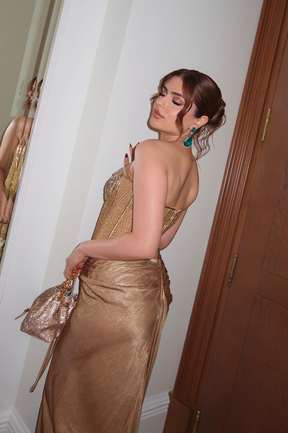Muskan Chanana in Gilded Gold Gown