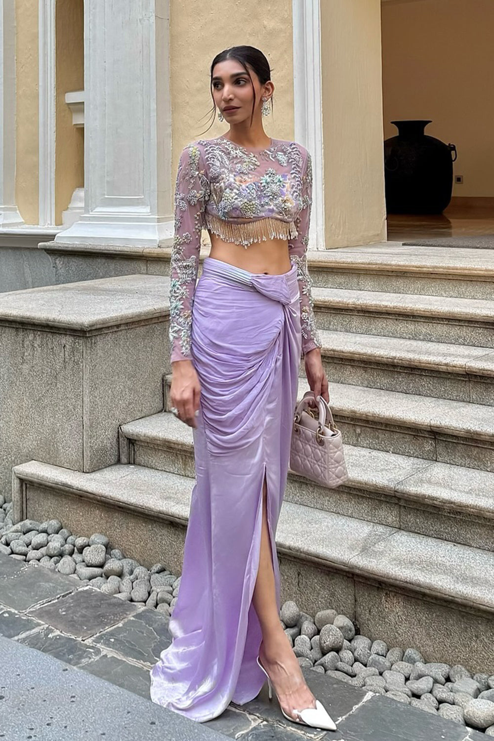 Juhi Godambe in Rekha front knot skirt and blouse