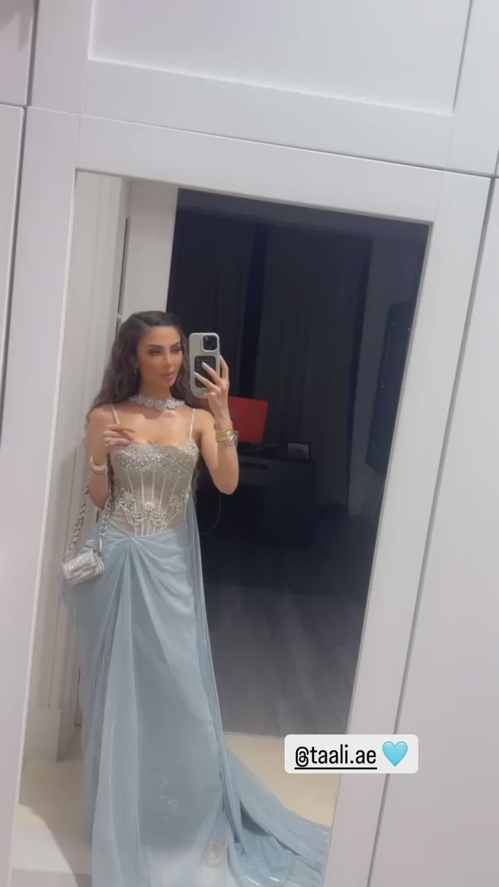 Faryal Makhdoom in Stardust Corseted Drape Set