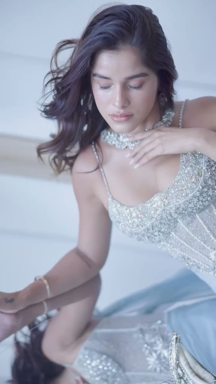 Meghna Kaur in Stardust Corseted Drape Set