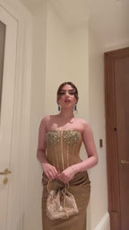 Muskan Chanana in Gilded Gold Gown