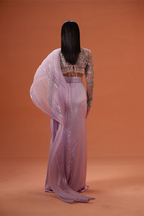 Rekha front knot skirt with drape and blouse