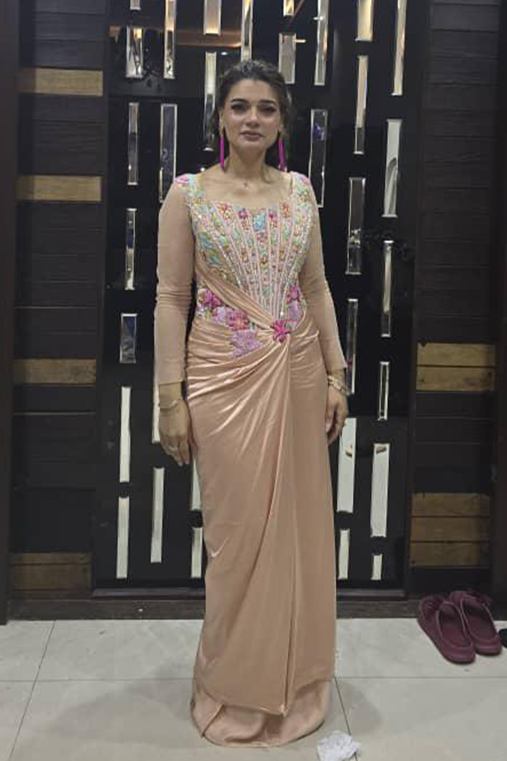 Pink Sorbet Corset Draped Gown