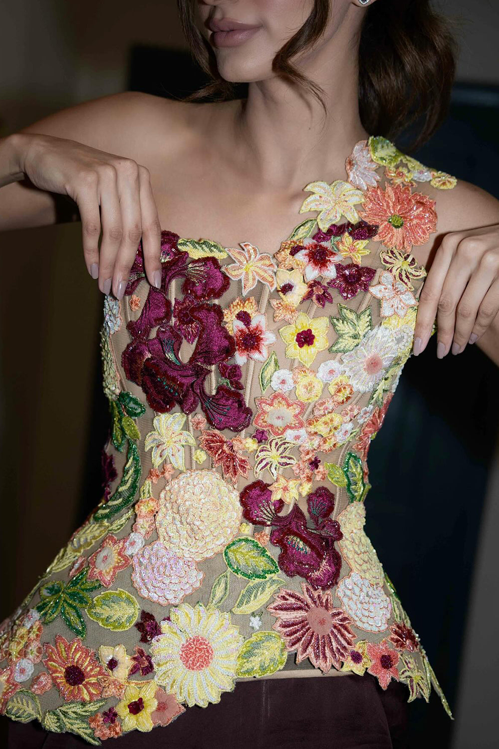 Zahra Malik in Enchanted Garden Corseted Belt Drape Set